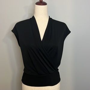 H&M Black V Neck Wrap Top - Size SM - NEW